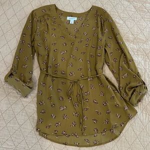 Motherhood Mustard and Floral Maternity Blouse